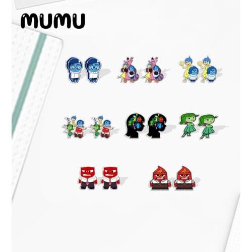 2021 New Inside Out Stud Earring Joy Sadness Epoxy Jewelry Resin Acrylic Earrings Handmade Gifts Girl