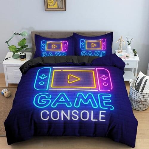 New Gamepad Bedding Set Modern Gamer Duvet Cover with Pillowcase Kids Boys Girls Cartoon 3d Printed Bed Linen for Bedroom Decor