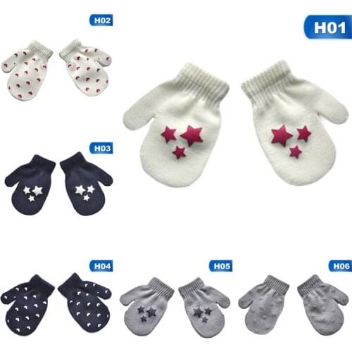 Kids Warm Winter Knitted Star Heart Cute Full Finger Gloves Mitten Boy Girl Children Thick Soft Glove Gift