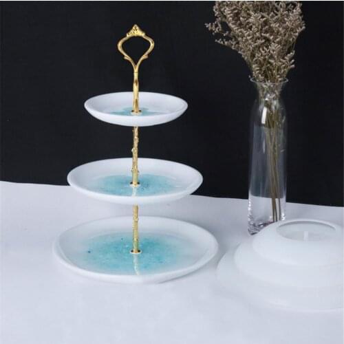 DIY Crystal Epoxy Mold Silicone Mold Three-layer Round Cake Tray Fruit Dish Tea Tray For Desktop Decoration