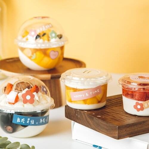 50pcs Net red 150ml 250ml transparent ice cream cup pudding yogurt dessert cups cake deocration packaging plastic cup with lid