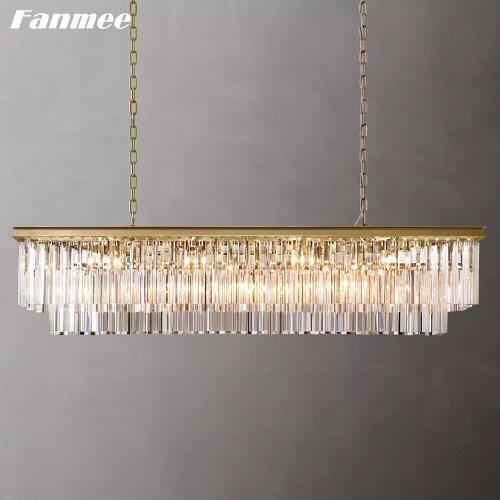 1920s Odeon Clear Crystal Fringe Square LED Chandelier Lighting Pendant Hanging Light Modern Hotel Living Dining Room Lighting