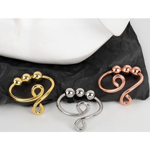 QIMING Beaded 925 Sterling Silver Rings For Women Geometric Trendy Simple Jewelry Anti-stress And Anxiety Finger Ring