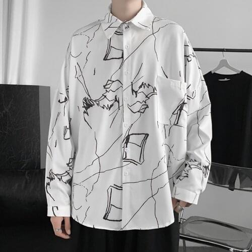Long Sleeve Button Up Shirt for Men Women Blouse Korean Fashion Clothes Collared Alt Clothing White Streetwear 2021