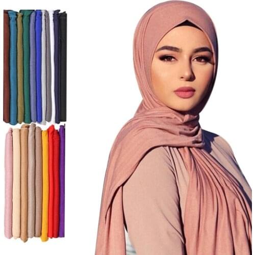 Fashion Modal Cotton Jersey Hijab Scarf Long Muslim Shawl Plain Soft Turban Tie Head Wraps For Women Africa Headband 170x80cm