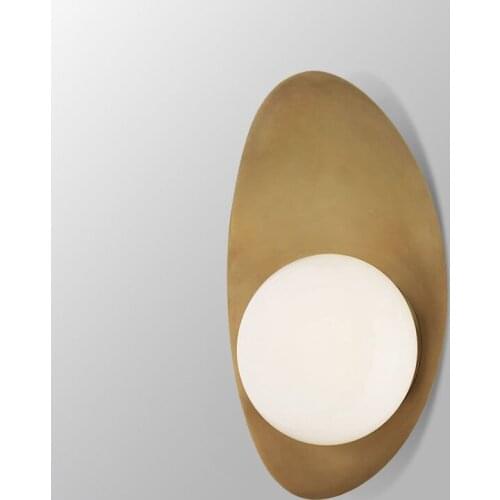 Modern Oval Metal White Glass LED Wall lamps For Parlor Bedroom Wall Sconce Surface Mount Golden Loft Wall Light Fixtures