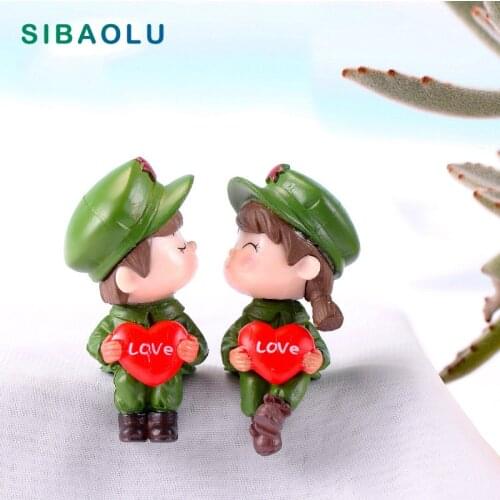 Soldier lover Girl Boy Figurine Miniature wedding decoration Movie Character Birthday cake Home Car doll statue DIY Toy Gift