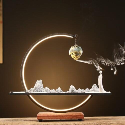 Led Light Waterfall Incense Burner Holder Tower Electric Arabic Style Modern Incense Burner Incienso Quemador Incense Burner