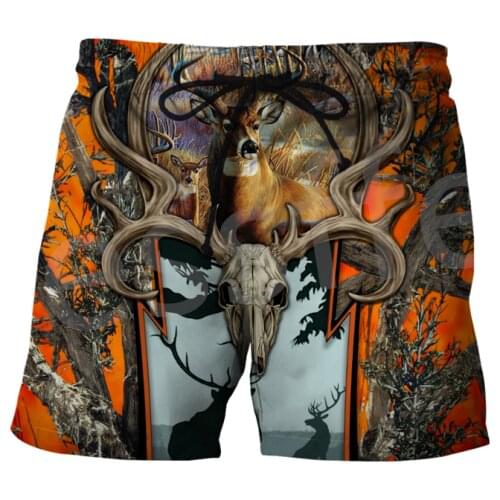 Tessffel 3DPrint Camo Deer Hunting Tattoo Animal Hunter Men/Women Summer Shorts Casual Harajuku Unisex Funny Beach Sweatpants A1