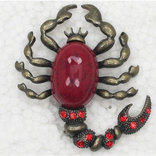 Antique Bronze Red Rhinestone Scorpion brooch Pin C880 C4