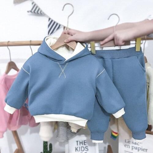 1-3 Years Old Autumn And Winter Suit Boys Thickened And Velvet Baby Two-Piece New Foreign Style Childrens Sweater