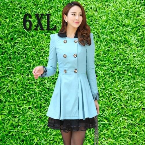 Spring Jacket Plus Size Women Clothing Oversize Trench Coat New Fashion Lace Double-Breasted Windbreaker Outerwear Tops Autumn