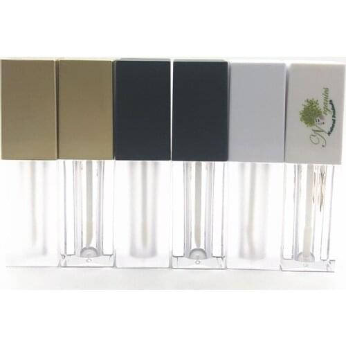10/30/50pcs Square Empty Lip Gloss Tube,Gold Clear/Matte Lip Gloss Refillable Bottles,Plastic Liquid Lipstick Container