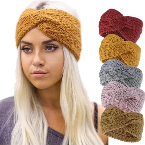 30pcs/lot DIY Simple Multi Wool Acrylic Coarse Yarn Head Bands Scarf Cross HeadBands Hair Styling Tools Accessory HA1530