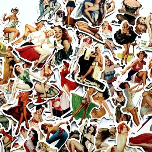 50Pcs Sexy Graffiti Retro Beauty Girl Sticker for DIY Sticker on Suitcase Luggage Bicycle Skateboard Graffiti Stickers Decal