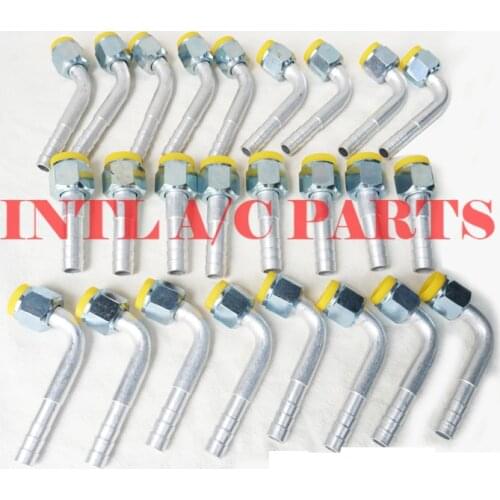 #6 - 90 degree Female R12 O-ring Barb Fitting Aluminum INTL-HF2006