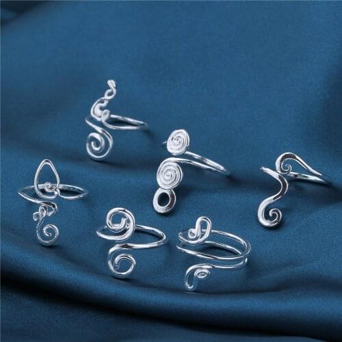 6PCS Adjustable Toe Rings Beach Finger Foot Stacked Jewelry for Women Girls Band Open Tail Ring Women Style Material Origin Gift