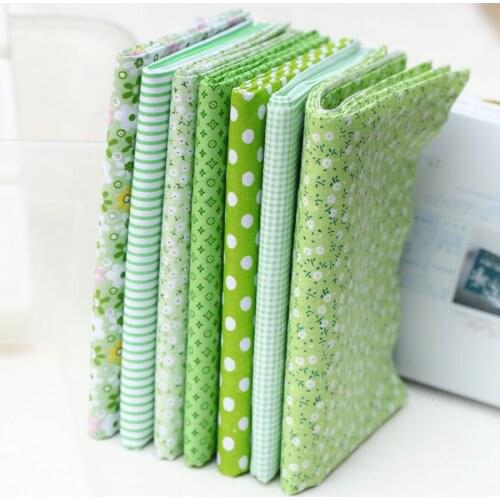 7pcs Green 100% Cotton Patchwork Fabric for DIY Sewing Quilting Kids Bedding Doll Bags Cloth Textiles Fabric 50X50cm BL004