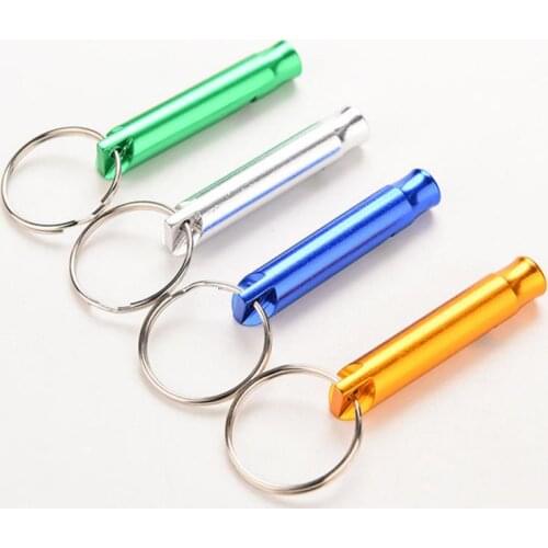 7pcs Survival Whistle Emergency Camping Compass Kit Hiking Outdoor Tool Mixed Color Aluminum Whistle Safety Key Chain Wholesale