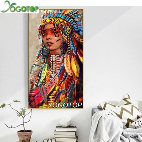 YOGOTOP 5d Diy Diamond Painting Embroidery Cross Stitch Indian Girl Full Square/Round Drill Mosaic Art YY509