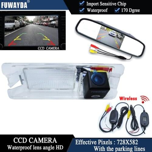 FUWAYDA Wireless Color CCD Chip Car Rear View Camera for Nissan March Renault Logan Sandero+4.3 Inch rearview Mirror Monitor