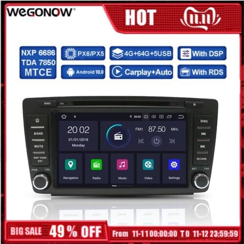 HD IPS Android 10 six Core 4GB RAM OBD Car DVD Player GPS Map WIFI RDS car Radio Bluetooth 5.0 For VW Skoda Octavia 2009 - 2013