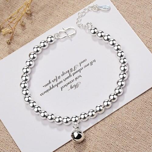 Round Ball Bell Pendant Chain Couple Bracelet Bangle Adjustable Charm Bracelet For Women Men Girls Boy Valentines Day Gift