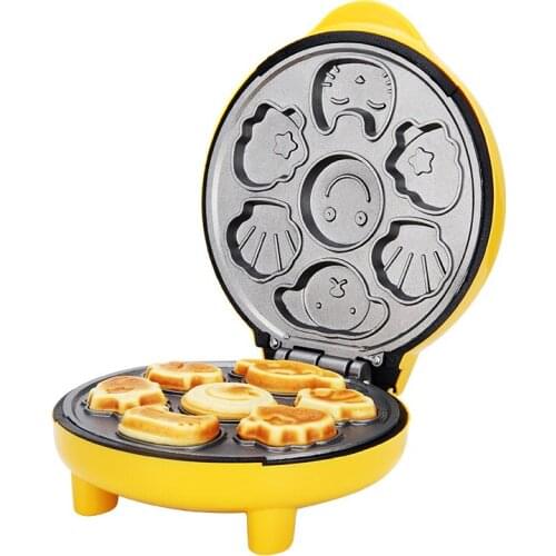 220V Household automatic cake machine Cartoon mini childrens bread machine double-sided heating baking breakfast machine EU US