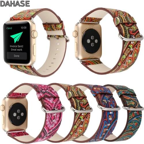 DAHASE Colorful National Folk Style Bohemia Leather Strap for Apple Watch iWatch Series 1 2 3 Band 38mm 42mm Bracelet Wristband