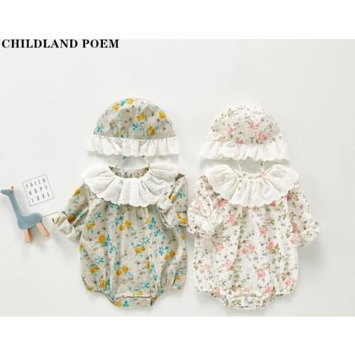 Baby Clothes Newborn Spring Baby Girls Romper Clothes With Hat Lace Princess Baby Romper Jumpsuit Infant Toddler Romper Overalls