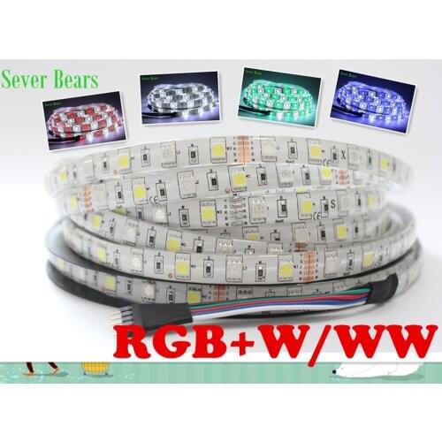 LED Strip SMD 5050 RGBW 12V flexible light RGB+White / Warm White,60Leds/m waterproof ip65 Strip,5m/lot