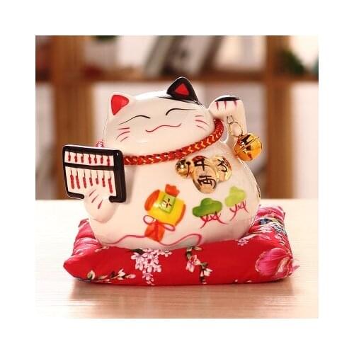 Ceramic fortune cat furnishings Creative gift trumpet Fat cat saves money birthday gift Piggy bank home wedding