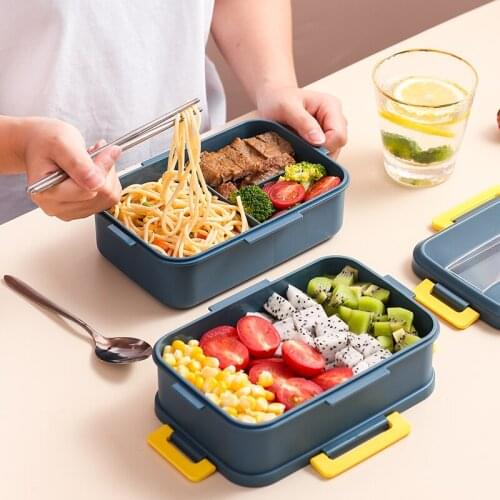 Student Office Worker Lunch Box Japanese-Style Double-Layer Portable Microwave Bento Box Separated Insulation Heated Lunch Box