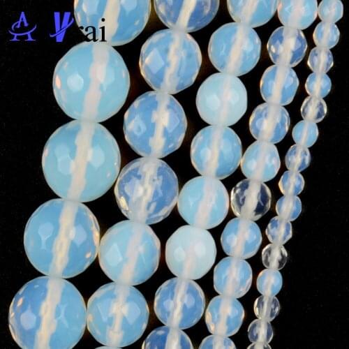 Natural Stone Faceted Opal Spacer Loose Round Beads For Jewelry Making 4/6/8/10/12mm Diy Bracelets Accessories 15"
