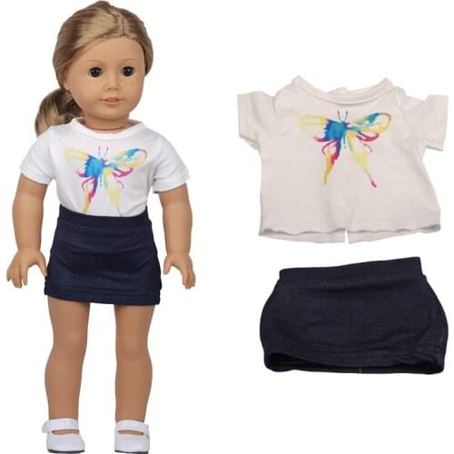 2021 New Pattern Clothes Cartoon Short Sleeve T-shirt Suit Fit 18 Inch American&43cm Baby New Born Doll Clothes Accessories