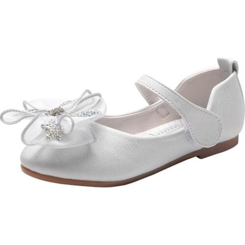 2021 spring and autumn new girl fashion cute bow princess shoes girls soft bottom anti slip light bow casual shoes