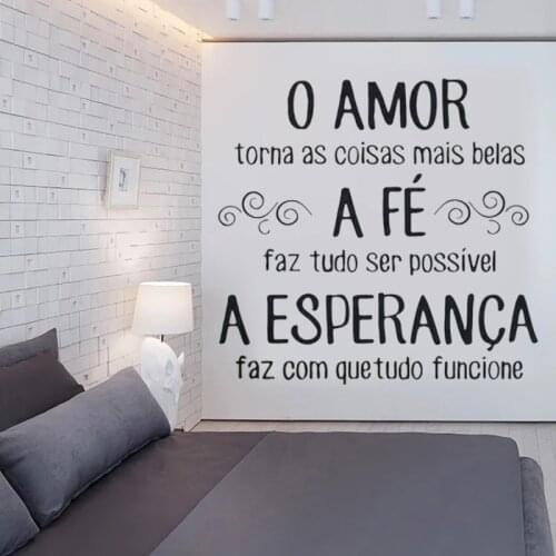 O Amor Torna Às Coisas Mais Belas Portuguese Quotes Vinyl Wall Stickers Mural For Livingroom Decoration Decals Poster RU2225