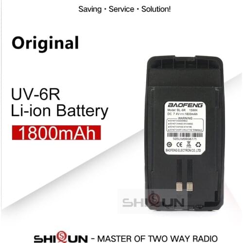Original UV-6R Battery 1800mAh Li-ion Battery Pack for Pofung UV-6R BL-6R Baofeng UV 6R Radio Battery Eliminator Car Charger EU