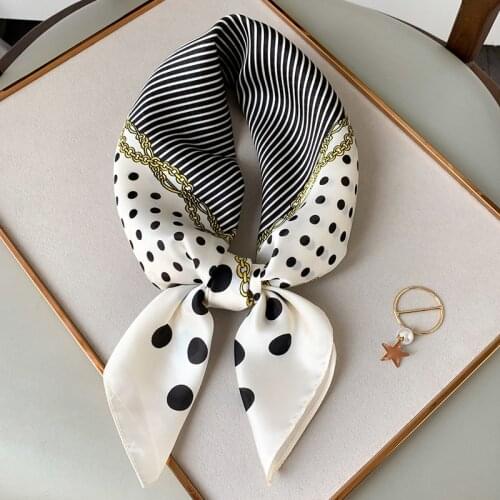 Lady New Silk Scarf Square Dot Shawl Head Band Fashion Bag Scarves Wraps Women Bandana Large Hijab Female Neckerchief Summer