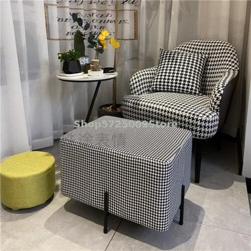 Nordic Sofa Footstool Thousand Bird Lattice Footstool Square Footstool Living Room Cloth Art Footstool So