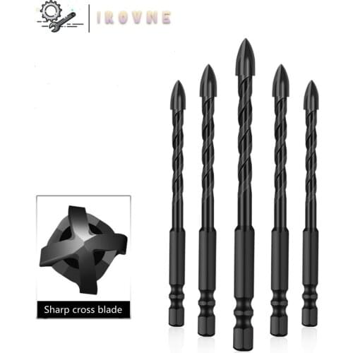 Extended Thread Cross Hexagonal Tile Drill Bits Glass Ceramic Concrete Alloy Triangle Drill Bits 5/6/8/10/12mm Glass Drill Bits