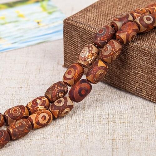 Top Quality 13x18mm Tibet Natural Weathering Agates Stone Beads Barrel Shape Eye Old Agat Spacer Beads For Jewelry Making DIY
