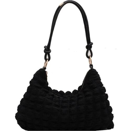 French Style Cloth Shoulder Bags Sweet Ladys Handbags Solid Black Portable Hobos Diamond Lattice Casual Packages Women Bags