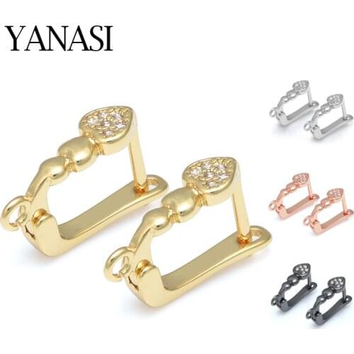 DIY Women Dangle Earrings Accessories for Jewelry Marking Heart Shape Copper Zircon Earring Findings Components