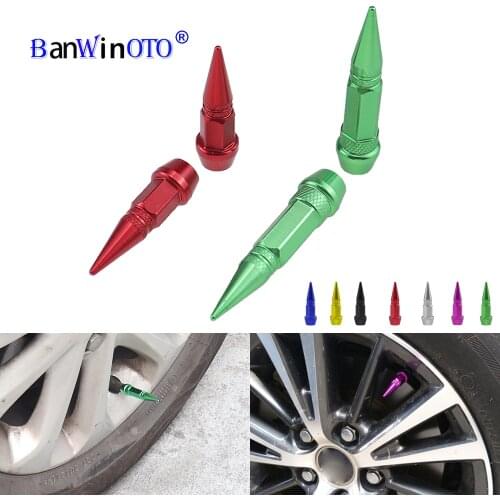 1Pcs Universal Aluminum Alloy Motorcycle Car Auto Bike Spike Shape Dustproof Tire Wheel Stem Valve Caps Car Styling Tunning