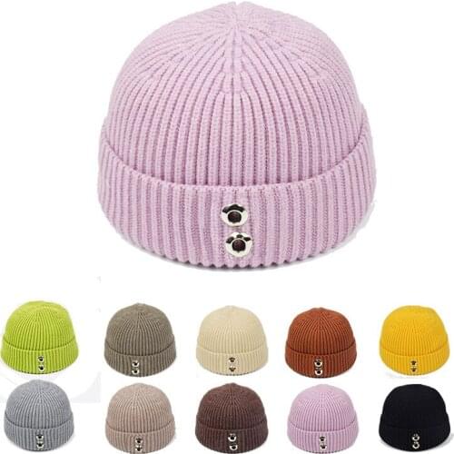 2020 Winter Trend Thick warm wool bike cap iron buckle Hats Fashion elasticity Skullies & Beanies