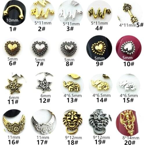 50pcs/pack Japan 3D Nail Art Decorations Metal Nail Accessories Alloy Heart Arrow Nail Parts DIY Charm Alloy Supplies for Nails
