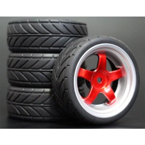 4pcs 1/10 On-Road Car Tires 26*64MM Plastic Wheel Rim Rubber Tyre 9050 for HSP Tamiya HPI Kyosho Sakura 94122 94123 D3 D4 tt02