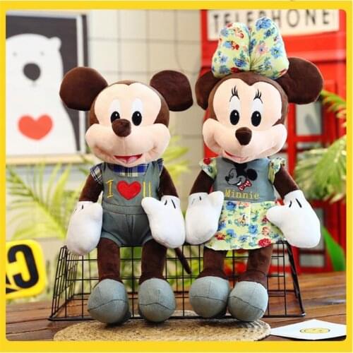 50/70CM Anime Dress Mickey Mouse Minnie Plush Dolls Pillow Animal Stuffed Toys For Kids Birthday Christmas Gift