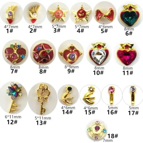 50pcs/pack Korea Japan 3D Nail Art Accessories Kawaii Nail Parts DIY Charm Jewelry Glitter Rhinestone Alloy Nail Deco Supplies